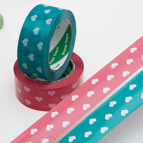 5Pcs Cute Personality Packing Sealing Tape Adhesive Heart Design Colourful Glue Pink Carton Sealing Tapes