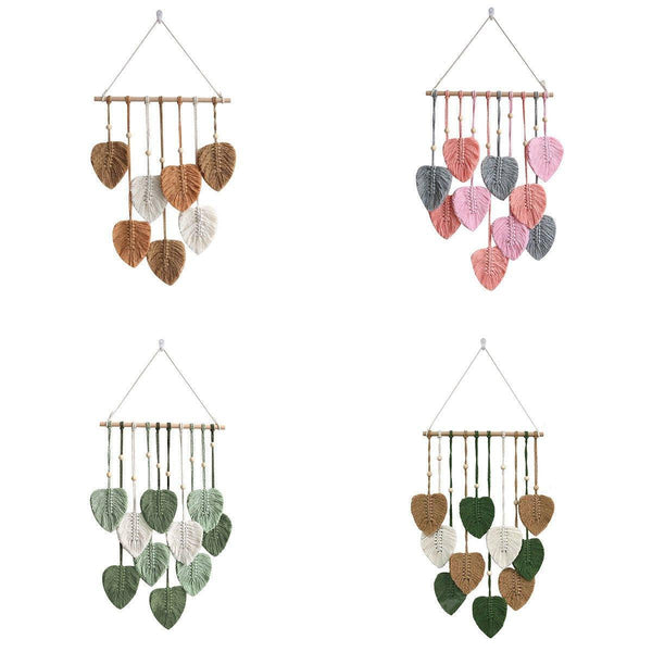 Handmade Braided Cotton Rope Leaves Wall Hanging Home Decoration Ornament Brown Wall Hangings