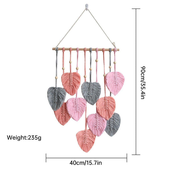 Handmade Braided Cotton Rope Leaves Wall Hanging Home Decoration Ornament Brown Wall Hangings