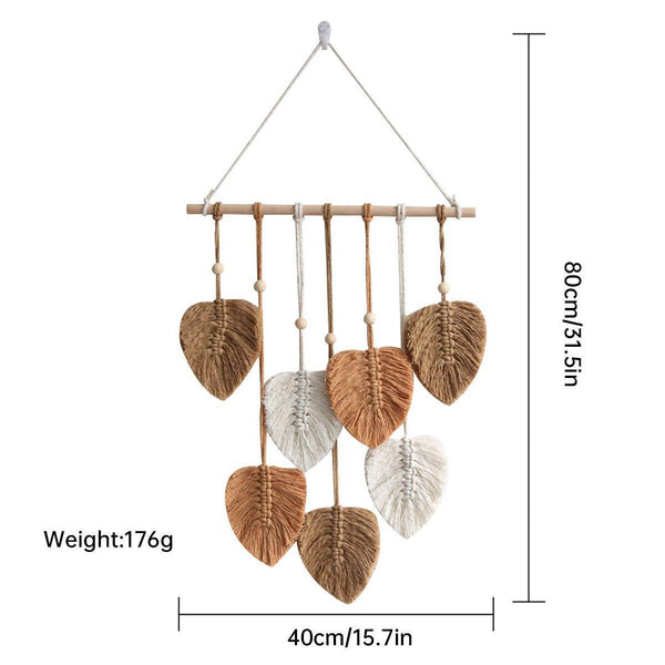 Handmade Braided Cotton Rope Leaves Wall Hanging Home Decoration Ornament Brown Wall Hangings