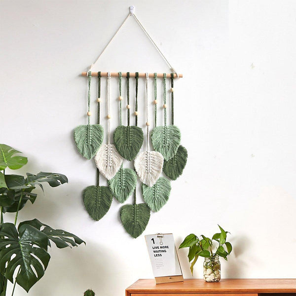Handmade Braided Cotton Rope Leaves Wall Hanging Home Decoration Ornament Brown Wall Hangings
