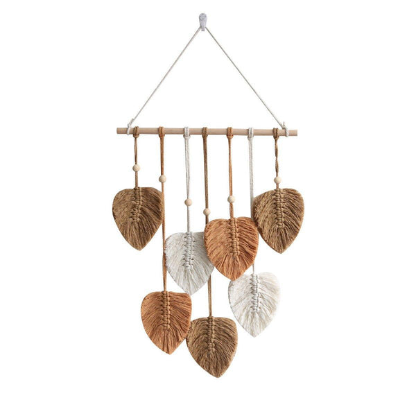 Handmade Braided Cotton Rope Leaves Wall Hanging Home Decoration Ornament Brown Wall Hangings