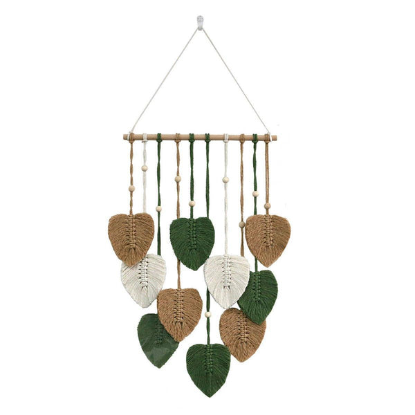 Handmade Braided Cotton Rope Leaves Wall Hanging Home Decoration Ornament Brown Wall Hangings