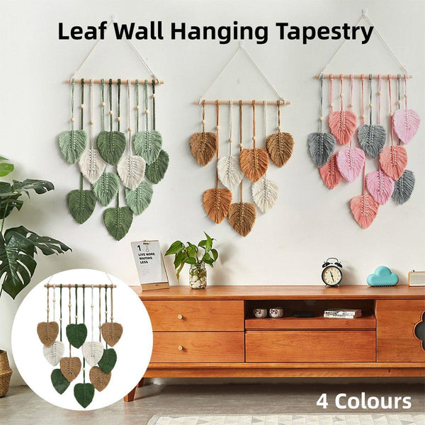 Handmade Braided Cotton Rope Leaves Wall Hanging Home Decoration Ornament Brown Wall Hangings