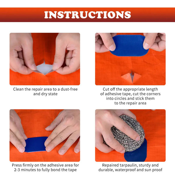High Adhesive Tarpaulin Repair Tape Tent Awning Fix Patch Waterproof Universal Blue 8Cm X 5M Tent & Canopy Accessories