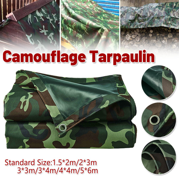 Camouflage Tarpaulin Cover Outdoor Rainproof Ground Sheet Heavy 3X3m Tarps