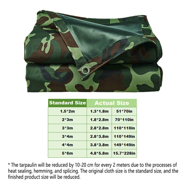 Camouflage Tarpaulin Cover Outdoor Rainproof Ground Sheet Heavy 3X3m Tarps