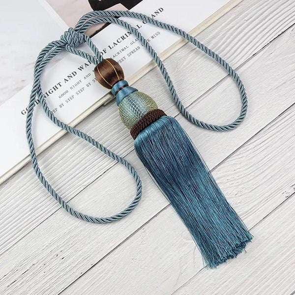 1Pair Curtain Tiebacks Hanging Balls Tassel Rope Decorative Holders Dark Coffee Other Curtains & Accessories