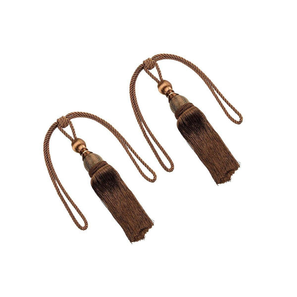 1Pair Curtain Tiebacks Hanging Balls Tassel Rope Decorative Holders Dark Coffee Other Curtains & Accessories