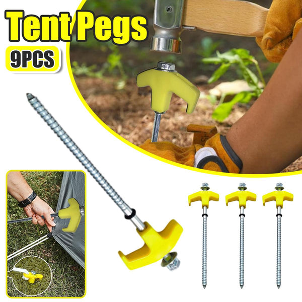 9Pcs High Strength Carbon Steel Tent Stakes Outdoor Camping Pegs M8x200 Durable Tent & Canopy Accessories