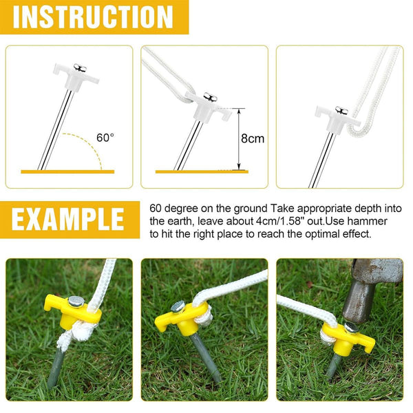 9Pcs High Strength Carbon Steel Tent Stakes Outdoor Camping Pegs M8x200 Durable Tent & Canopy Accessories