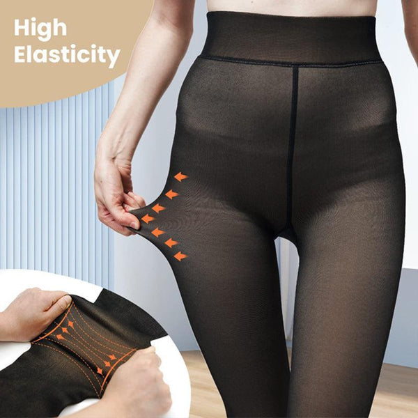 Womens Thermal Lined Translucent Pantyhose Winter Warm Fleece Tights Stockings Coffee 220G Leg Warmers
