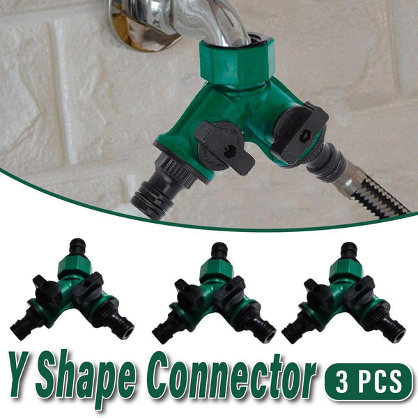 3Pcs Versatile 2 Way Garden Hose Splitter Y Shape Water Pipe Connector Diverter Connectors Valves & Accessories