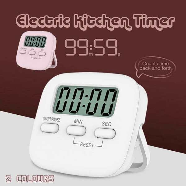 Digital Kitchen Timer 99 Minute Countdown Clock With Lcd Display And Metal Mount Pink Timers