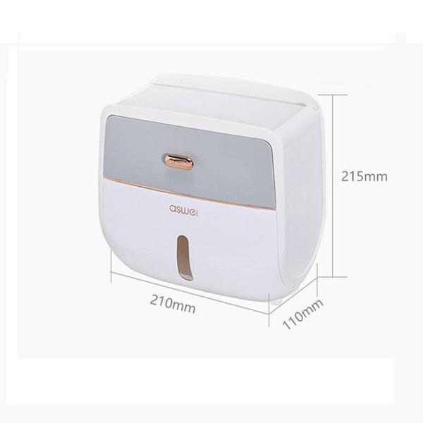 Wall Mounted Toilet Tissue Paper Roll Holder Storage Box No Punching Waterproof Grey Toilet Paper Holders & Storage