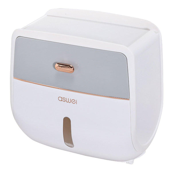 Wall Mounted Toilet Tissue Paper Roll Holder Storage Box No Punching Waterproof Grey Toilet Paper Holders & Storage