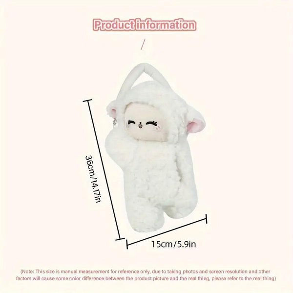 Car Tissue Box Multifunctional Hanging Drawer Cartoon Plush Sheep Design Tissue Box Covers