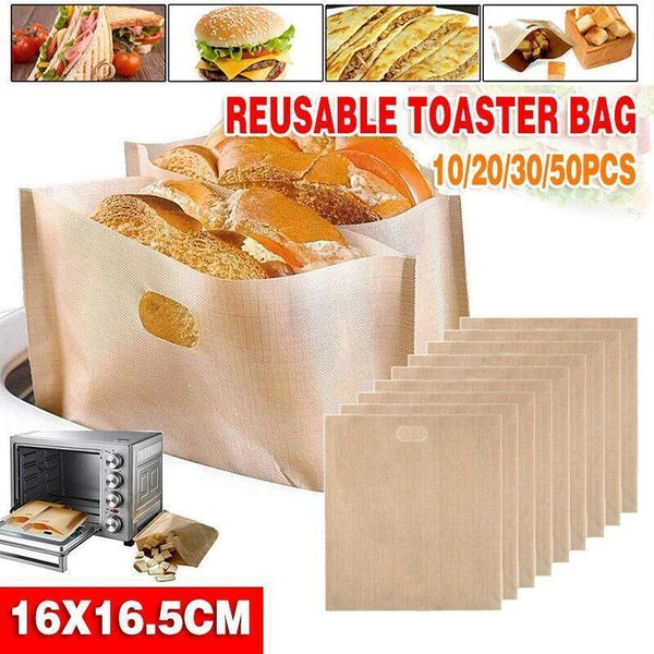 10 50Pcs Reusable Gluten Free Toaster Bags For Sandwich Toasting 10Pcs Food Storage Bags