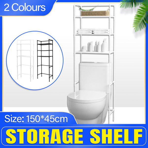 Bathroom Rack Over Toilet Washing Machine Shelf Storage Organizer Stand Unit Black Shelves