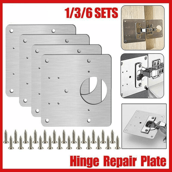 Hinge Repair Plate Rust Resistant Steel Furniture Cupboard Mount Tool 1Set Door Hinges