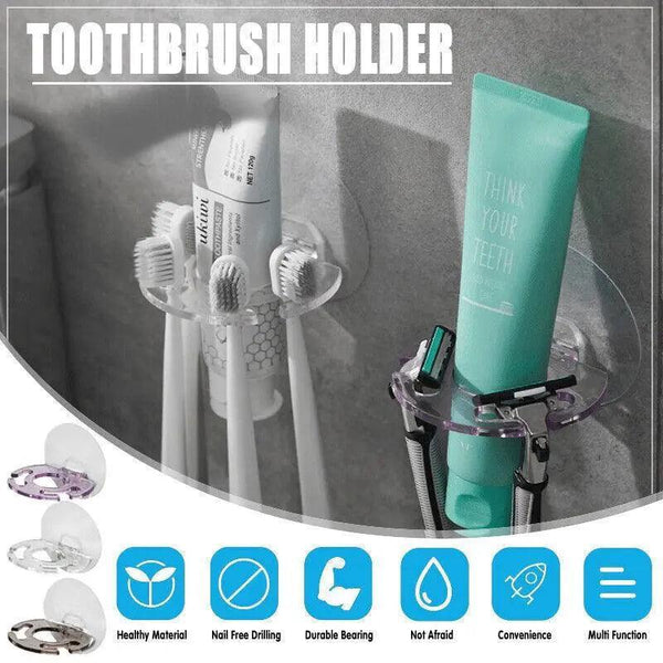 Toothbrush Holder Wall Mount Sucker Bathroom Suction Cup Toothpaste Storage Rack Purple Tumblers & Toothbrush Holders