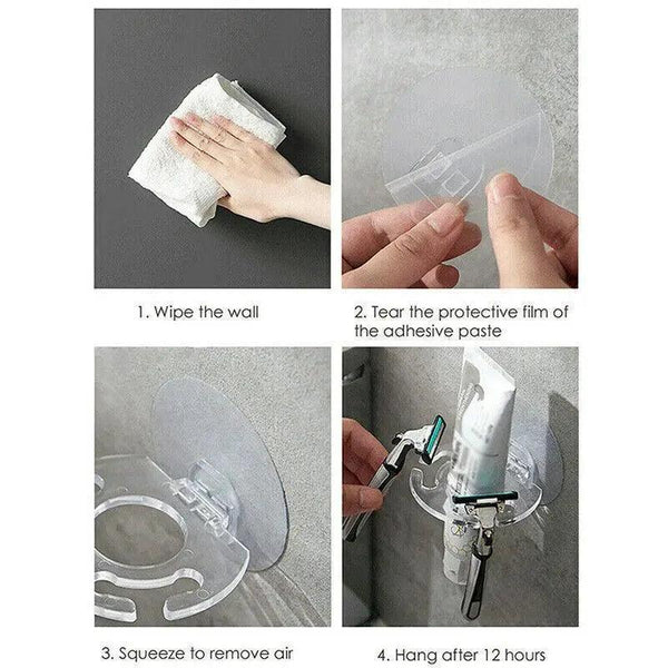 Toothbrush Holder Wall Mount Sucker Bathroom Suction Cup Toothpaste Storage Rack Purple Tumblers & Toothbrush Holders