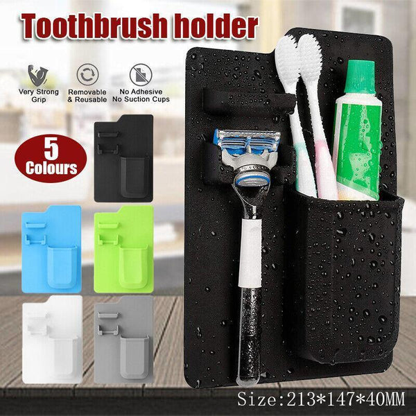 Silicone Shower Toothbrush Holder Bathroom Storage Rack For Razor And Toothpaste Grey Tumblers & Toothbrush Holders