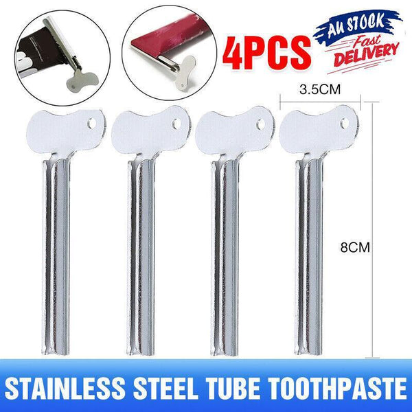 4X Stainless Steel Tube Toothpaste Squeezer Easy Key Dispenser Rolling Holder Au Tumblers & Toothbrush Holders