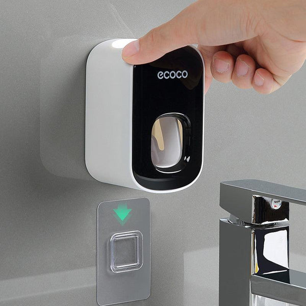 Ecoco Wall Mount Auto Ands Free Toothpaste Dispenser Automatic Squeez Grey Tumblers & Toothbrush Holders