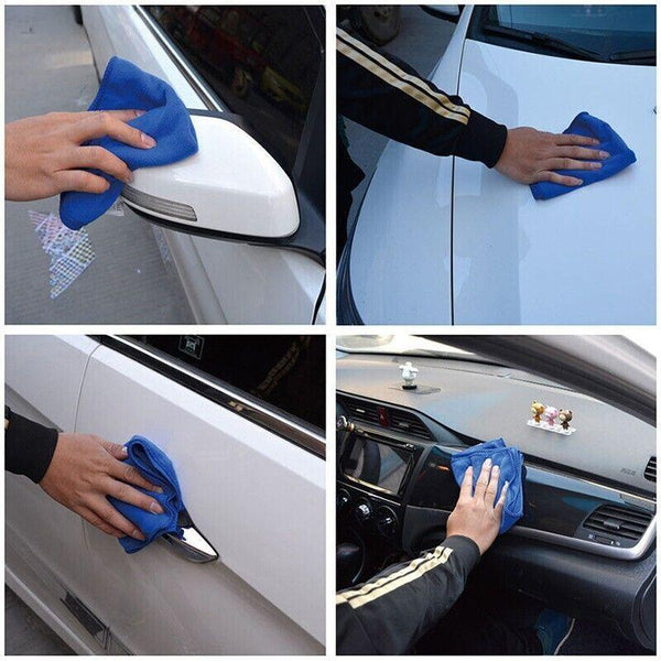 50Pcs Blue Microfibre Car Cleaning Cloths 30X30cm Wash Dry Polish Towel Set Other Automotive Care Supplies