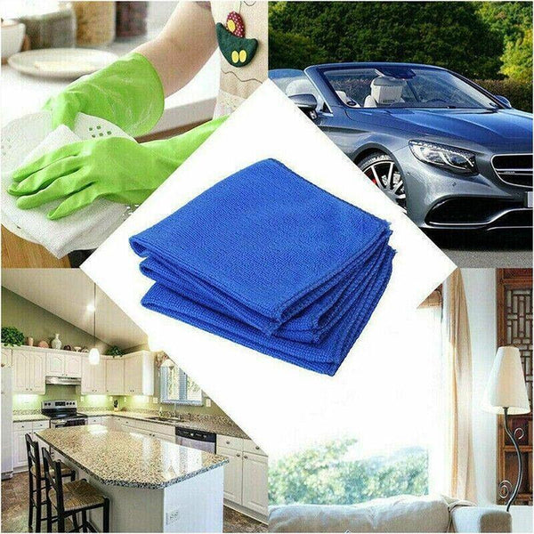 50Pcs Blue Microfibre Car Cleaning Cloths 30X30cm Wash Dry Polish Towel Set Other Automotive Care Supplies
