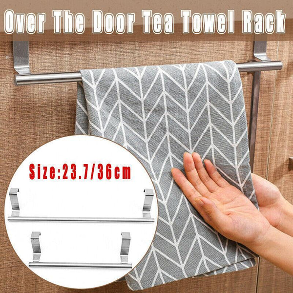 Stainless Steel Over Door Towel Rack Cupboard Hanging Rail For Kitchen Bathroom 36Cm Towel Racks