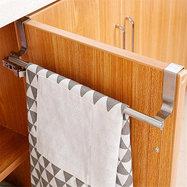 Stainless Steel Over Door Towel Rack Cupboard Hanging Rail For Kitchen Bathroom 36Cm Towel Racks