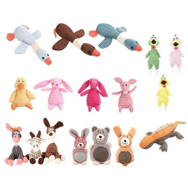 Squeaky Dog Toy Plush Chew Rope Pet Puppy Toys With Squeaker Crinkle For Teething Pink Chicken Dog Toys