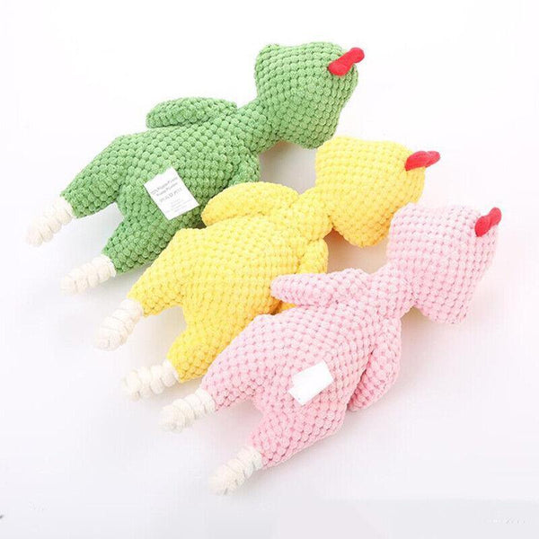 Squeaky Dog Toy Plush Chew Rope Pet Puppy Toys With Squeaker Crinkle For Teething Pink Chicken Dog Toys