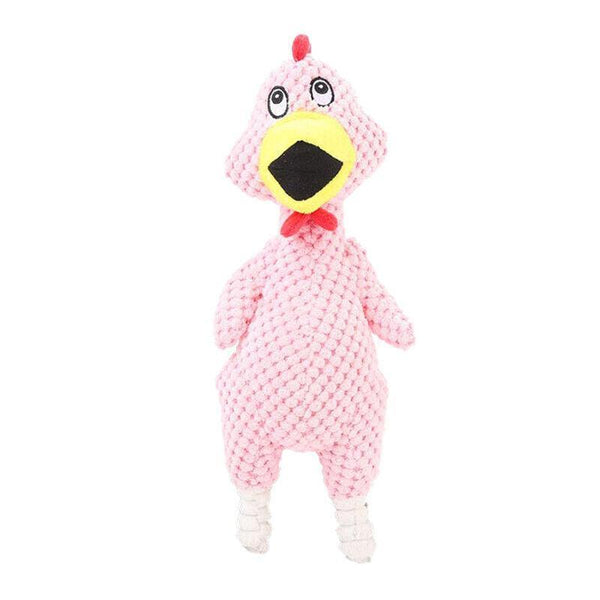 Squeaky Dog Toy Plush Chew Rope Pet Puppy Toys With Squeaker Crinkle For Teething Pink Chicken Dog Toys