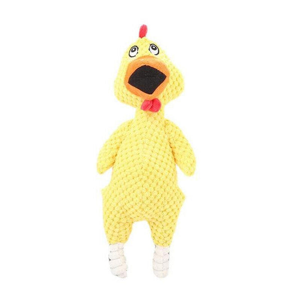 Squeaky Dog Toy Plush Chew Rope Pet Puppy Toys With Squeaker Crinkle For Teething Yellow Chicken Dog Toys