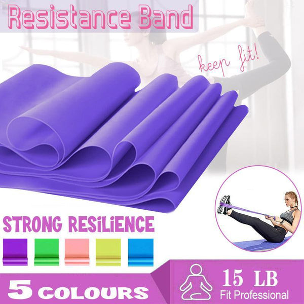 1.5M Elastic Yoga Stretch Resistance Bands Exercise Fitness Theraband Yellow Resistance Trainers