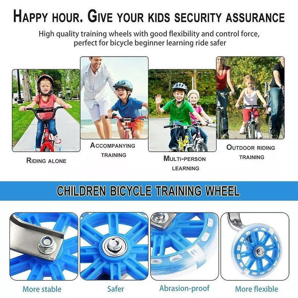 1220 Inch Bike Training Wheels Flashing Pvc Silent Stabilizer Auxiliary Support Black Bicycles