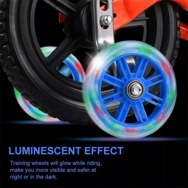1220 Inch Bike Training Wheels Flashing Pvc Silent Stabilizer Auxiliary Support Black Bicycles
