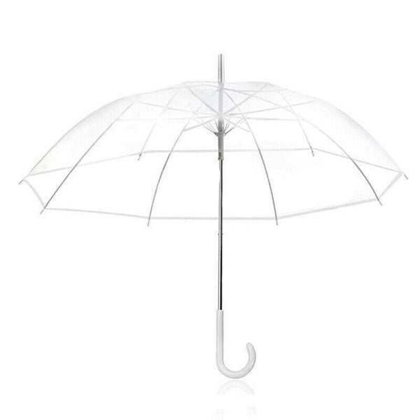Clear Transparent Umbrella Long Handle Auto Open Pvc Rain Parasol 71Cm Umbrellas