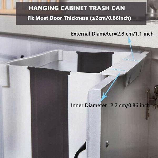9L Hanging Bin Wall Mounted Folding Waste Kitchen Dining Cabinet Trash Can Khaki Rubbish Bins