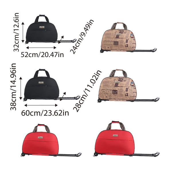 Wheeled Travel Duffle Trolley Bag Carry On Rolling Luggage Suitcase Tote Durable Black 24In Duffle Bags