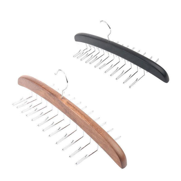 Tie Belt Scarf 24 Hooks Hanger Rack Clip Organiser Holder Storage Wood Black Closet Organisers