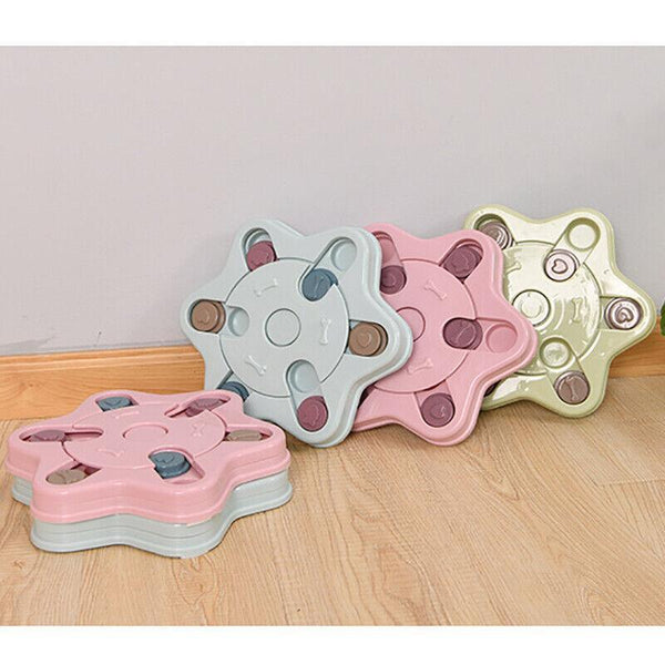 Dog Treat Dispenser Food Puzzle Toy Interactive Training Feeder Pet Supply Bowl Hexagon Blue Treat Bags