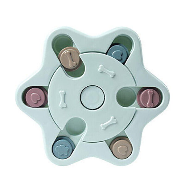 Dog Treat Dispenser Food Puzzle Toy Interactive Training Feeder Pet Supply Bowl Hexagon Blue Treat Bags