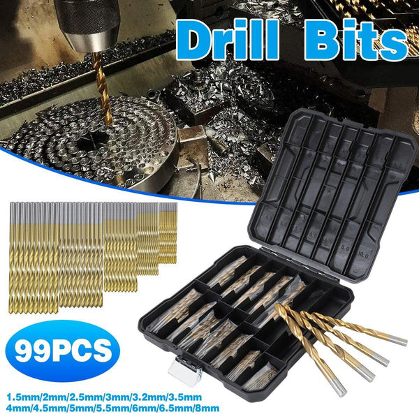 99X Hss Titanium Drill Bit Tool Set 1.5 8Mm Twist For Wood Metal Grooving Drill Bits