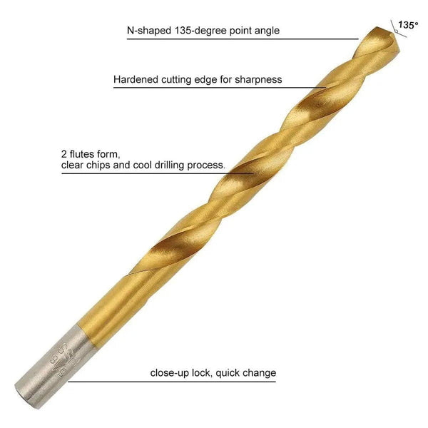 99X Hss Titanium Drill Bit Tool Set 1.5 8Mm Twist For Wood Metal Grooving Drill Bits