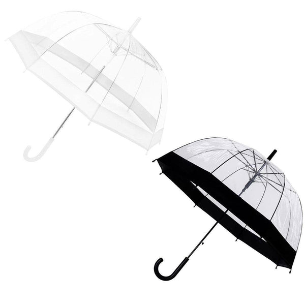 Clear Dome Umbrella Wedding Party Transparent Parasol Handle Waterproof Rain Black Venue Decorations