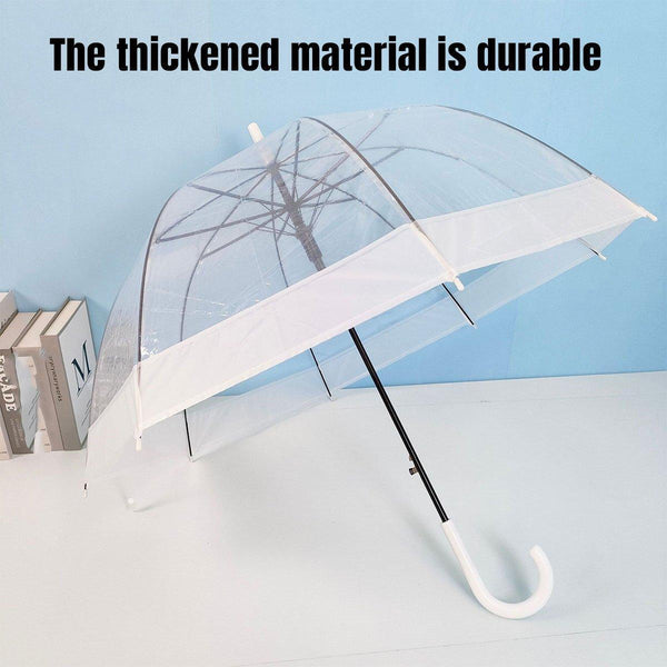 Clear Dome Umbrella Wedding Party Transparent Parasol Handle Waterproof Rain Black Venue Decorations